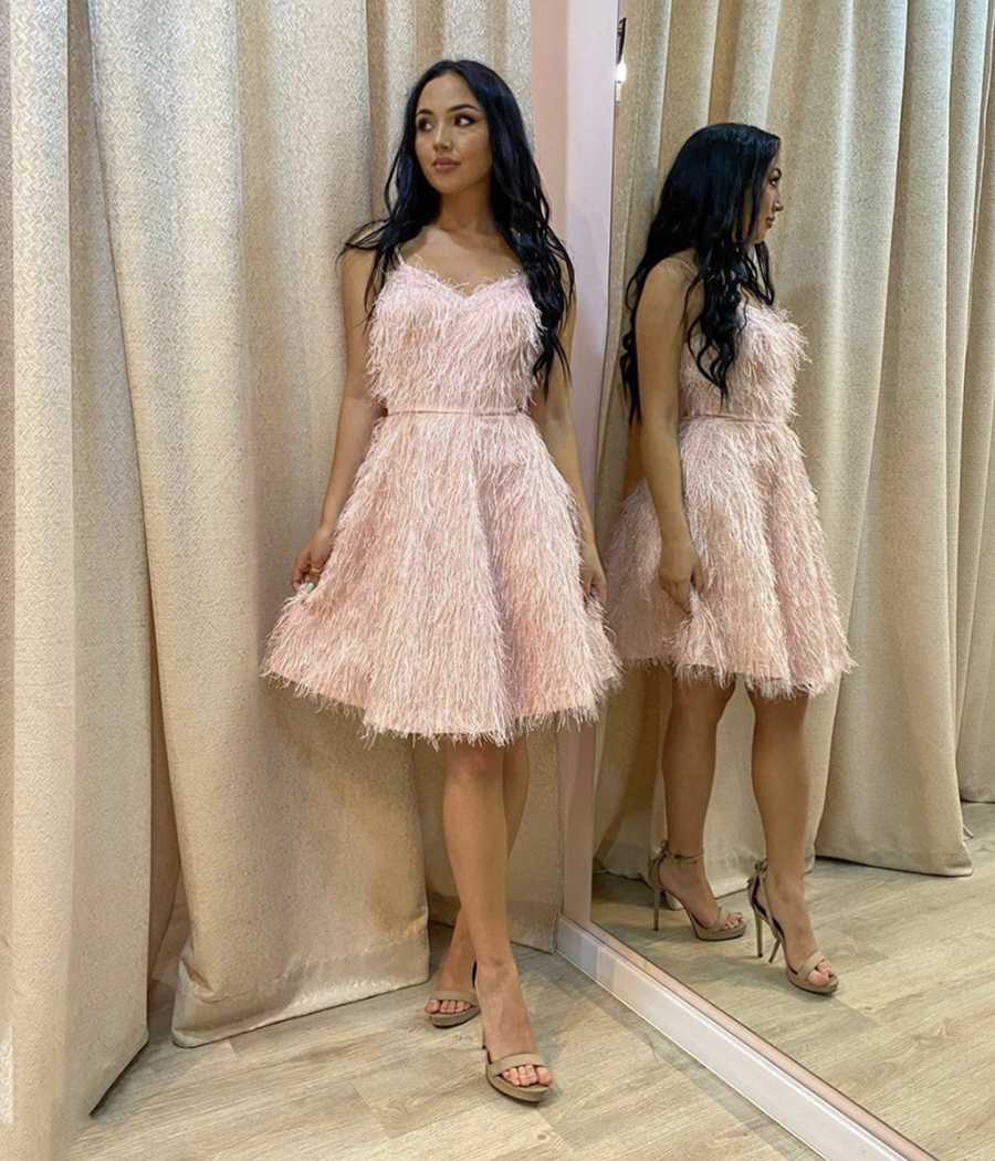 Chic v neck short prom dress homecoming dress