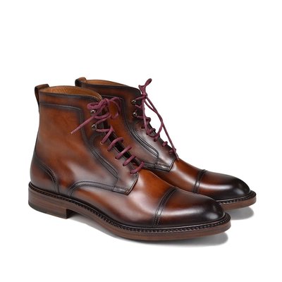 Handmade Brown Ankle High Boots for Mens Premium Quality Custom made boots