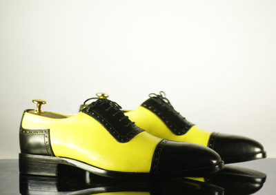 Men's Handmade Two Tone Color, Men's Cap Toe Leather Formal Shoes