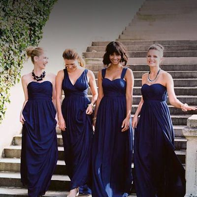 Elegant navy blue chiffon bridesmaid dresses under 100 - Thumbnail 3