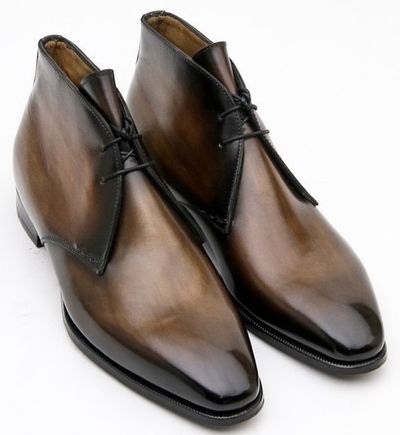 Mens Two Tone Leather Chukka Formal Lace Up Decent Boot