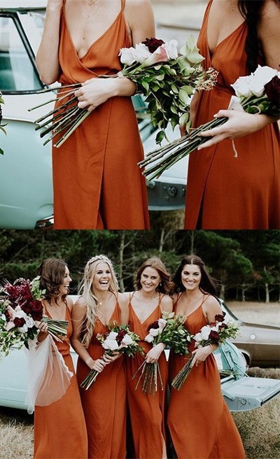 Casual orange Bridesmaid Dresses for Wedding Party