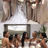 Charming Spaghetti Straps Champagne Mermaid Bridesmaid Dresses with Criss Back - Thumbnail 3