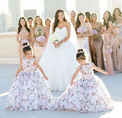 Floral Cute Flower Girl Dresses with 3D Flower for Wedding Party