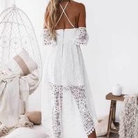 Cute Sweetheart White Lace High Low Prom Dresses - Thumbnail 1