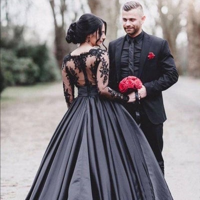 Black long prom dresses quinceanera gown with sleeves - Thumbnail 3