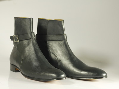 Men,s Black Leather Boot, Ankle Boots.Men Dress Formal Fashion Boots,Jodhpurs Boot