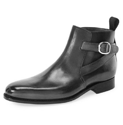 Handmade Men Black Jodhpurs Ankle Boot, New Black Ankle Formal Casual B