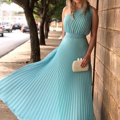 Elegant one shoulder concertina evening dresses, party dresses - Thumbnail 3