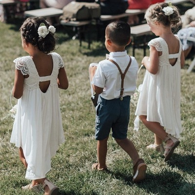 Boho Hi Low Flower Girl Dresses for Wedding Party