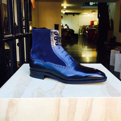 Men Fashion Elegant Navy Blue Boots, Lace Up Boot, Ankle Boot, Men's Boot,Dress Boot,Leather suede Boot