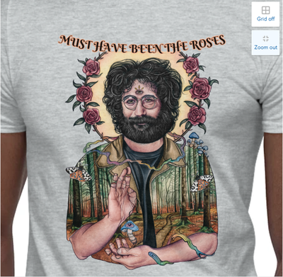 "Jerry Garcia Roses" Unisex T-Shirt (Grey)