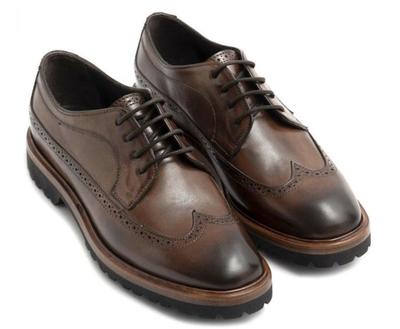 Men’s Handmade Geninue leather Oxford Brogue coffee color lace up shoe with burnt Toe style