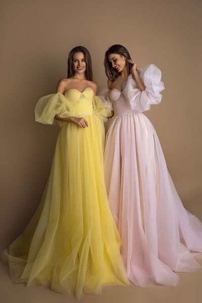 Ball Gown Sweetheart Pink Tulle Long Prom Evening Dresses