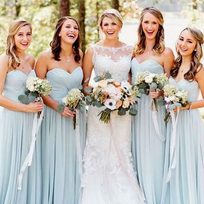 Simple a line sweetheart light blue chiffon bridesmaid dresses under 100 - Thumbnail 3
