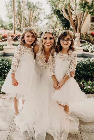 Cute A Line Half Sleeves Lace Short Flower Girl Dresses