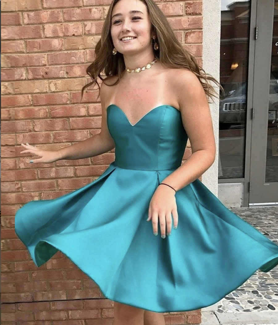 Cute satin short prom dress homecoming dress