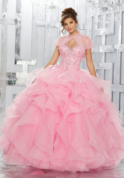 Crystal Beaded Bodice with Flounced Organza Ball Gown Skirt Quinceanera Dresses Sweet 16 Party Dresses