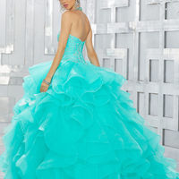 Crystal Beaded Bodice with Flounced Organza Ball Gown Skirt Quinceanera Dresses Sweet 16 Party Dresses  - Thumbnail 3