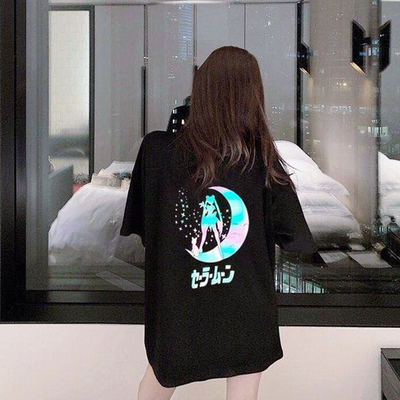 Reflective Hologram Sailor Moon Print Tee