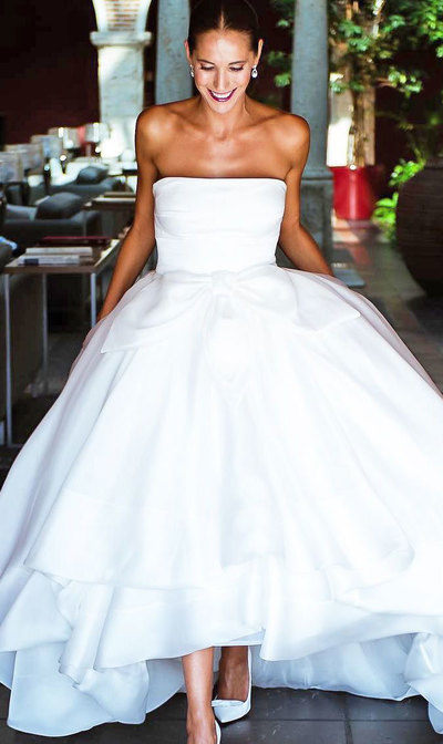 Strapless Hi Low Wedding Dresses Bridal Gown