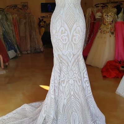 Gorgeous mermaid v neck lace wedding dresses - Thumbnail 5