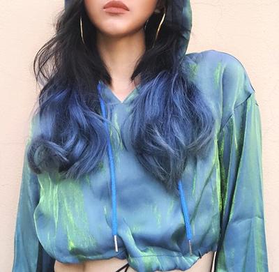 Holographic Reflective Drawstring Hooded Top