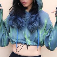 Holographic Reflective Drawstring Hooded Top - Thumbnail 2