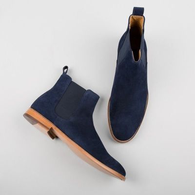 Bespoke Ankle Blue Chelsea Boot, Suede Boot For Men's