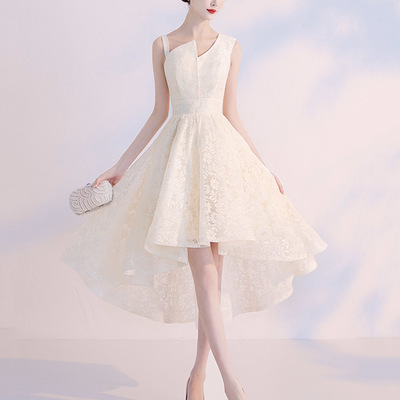 High quality lace short prom dress one shoulder evening dress - Thumbnail 5