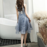 Blue lace sequins short prom dress party dress - Thumbnail 6