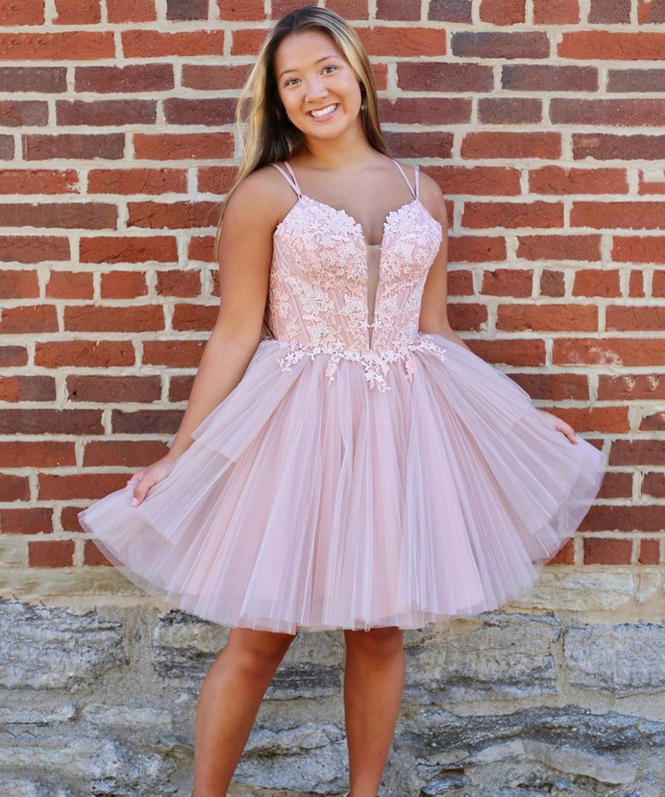 Cute lace short prom dress party dress