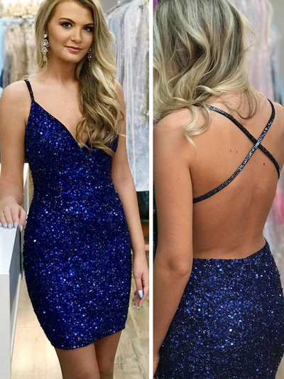 Sparkly Cute Tight Sequins Hoco Dresses, Bodycon Homecoming Dresses