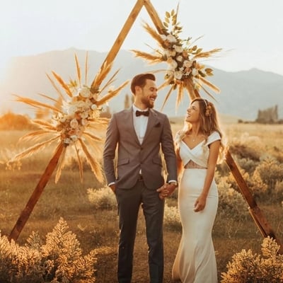 Simple short sleeves satin wedding dresses mermaid bridal gowns - Thumbnail 5