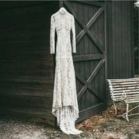 Bohemia Long Sleeves Open Back Lace Wedding Dresses, Retro Wedding Dresses - Thumbnail 4
