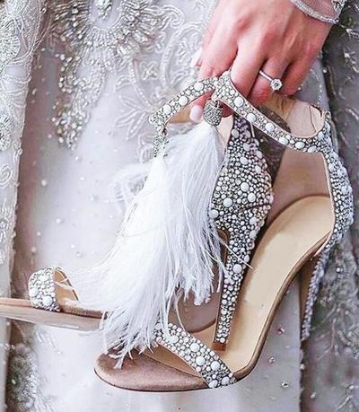 New Fashion Sandals Fish Mouth Hairy Beaded Fine Heel Super High Heels Large Size Cross-border Women's Shoes F6752