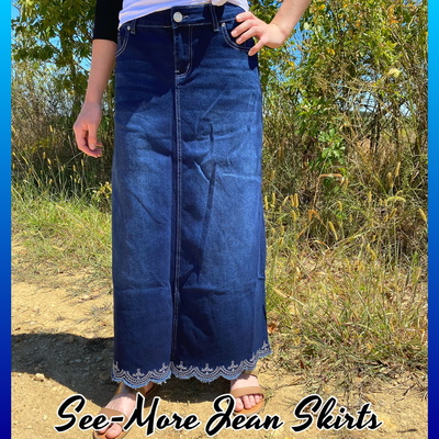 PARIS LONG DARK WASH DENIM SKIRT