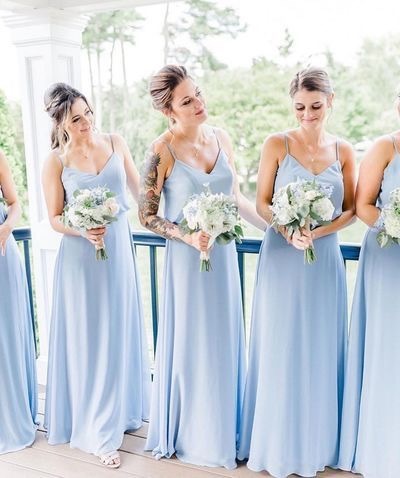 Spaghetti Straps Long Bridesmaid Dresses for Wedding Party