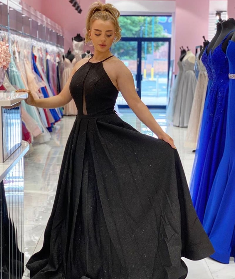 Black long prom dress simple evening dress