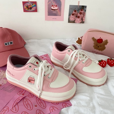Harajuku new milk carton strawberry sneakers
