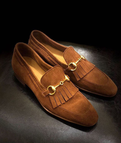 Elegant Handmade Bespoke Tan Ankle Suede Shoes for Men