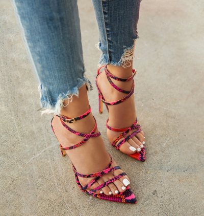Explosive Style Sandals Pointed Toe Cross Straps Stiletto High Heels Large Size Women's Shoes F1472