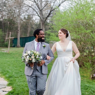 A-line v-neck sleeveless backless stain plus size wedding dresses simple bridal gown - Thumbnail 3