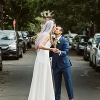 A-line V-neck Spaghetti Straps Backless Rhinestones Wedding Dresses - Thumbnail 1