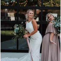 Mermaid Round Neck Open Back Lace Wedding Dresses with Train - Thumbnail 1