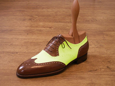 Stylish Handmade Brown White Wing Tip Brough Shoes In Genuine Leather