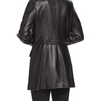 Fully Handmade Products Prepared From Genuine Leather Black Color Coat, Women Black Long Coat Style - Thumbnail 3