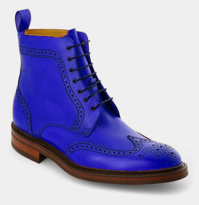 Best Blue Oxfords Handmade Wingtip Ankle High Lace Up Boot,Adult Rangers Leather Boot