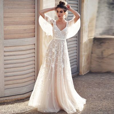 Wedding Dresses, Tulle with Appliques Wedding Dresses, Lace Backless Wedding Dresses, Sexy Bridal Dresses, Elegant Wedding Party Dresses,19