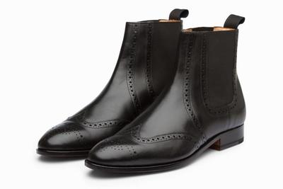 Classic Black Oxfords British Looks Ankle High Wingtip Handmade Leather Boot